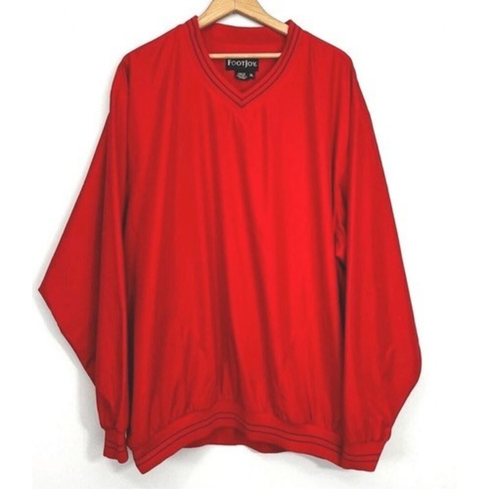 FootJoy Dryjoy Red Long Sleeve Windbreaker WindShirt Golf Jacket Men XL Vietnam